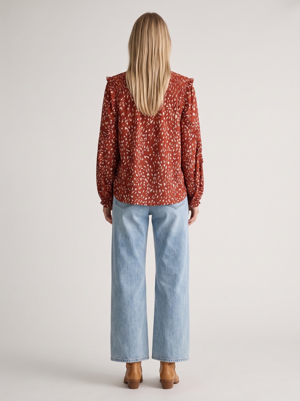THML Ruffle Trim V-Neck Blouse - Picture 4 of 8
